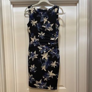 Floral Sleeveless Dress - Black and Blue